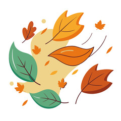 Obraz premium Vibrant autumn leaves dancing in the wind with abstract shapes