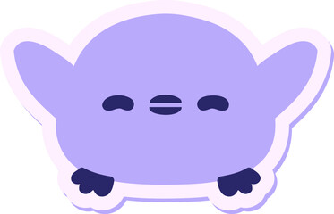 cute cartoon baby bird sticker in bright neon color