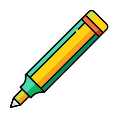 Brightly colored highlighter pen with teal and yellow accents