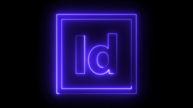 Glowing neon line ID File document icon 4k video