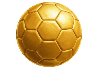 Fototapeta premium Golden Soccer Ball - A gleaming gold soccer ball, perfect for sports, awards, or victory imagery. High-resolution