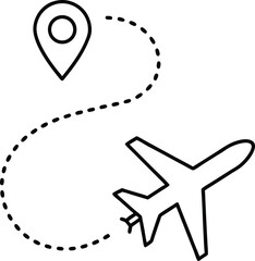 flight route icon, vector symbol for aviation navigation, global travel, and airline connectivity