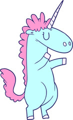 cartoon unicorn in bright neon color