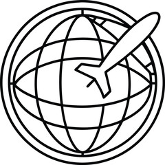 global travel icon vector, worldwide travel and tourism symbol