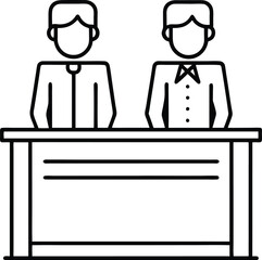 reception desk icon, hotel check-in and front desk vector symbol