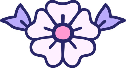 iconic tattoo style image of a flower in bright neon color