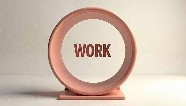The word WORK in a stylish round stand