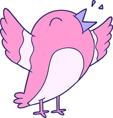 cartoon bird in bright neon color