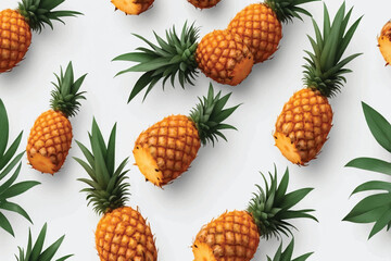 3d illustration of orange pineapple with leaf isolate on transparent background,