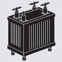step up transformer silhouette vector art illustration