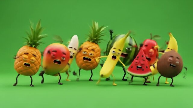 Cartoon fruits illustration fun fruit playful fruit fruit animation