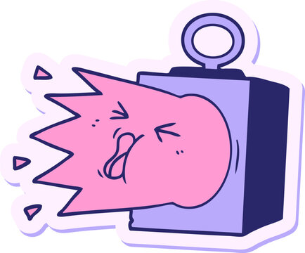 Naklejki sticker of a cartoon industrial lamp in bright neon color