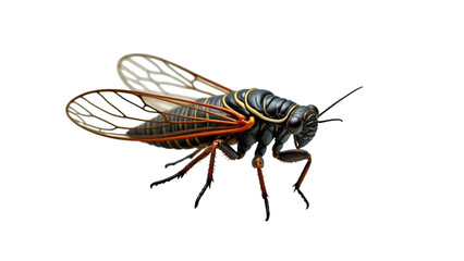 Fototapeta premium Ornate Mountain Cicada on Rock with White Background