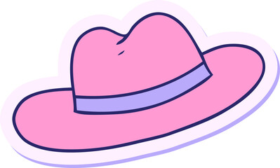 hand drawn sticker cartoon doodle of a hat in bright neon color