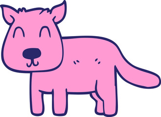 cartoon doodle calm dog in bright neon color