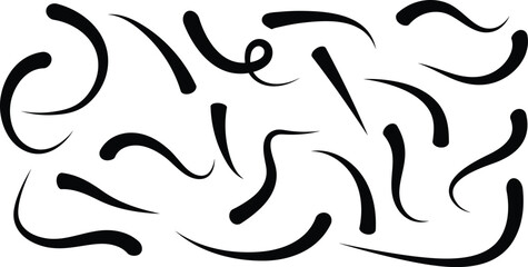 Abstract black brush strokes isolated on white background design elements