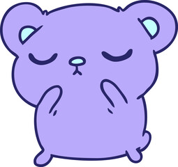 freehand drawn cartoon of a cute bear in bright neon color