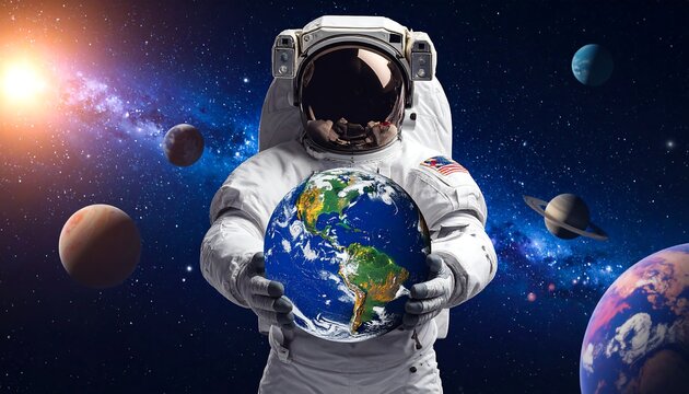Astronaut holding Earth in space (2)