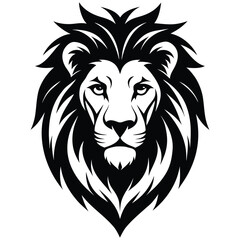 Stylized lion head vector illustration black and white graphic design
