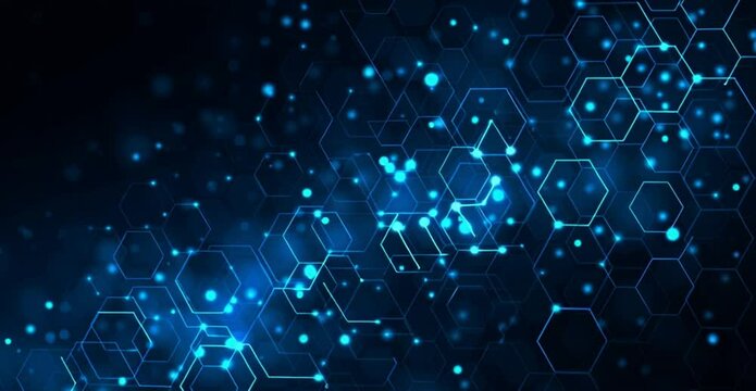 High-tech style hex grid with sparkling elements, perfect for backgrounds in IT, biotechnology, and sci-fi projects requiring sleek, digital visual identity.

