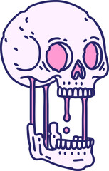iconic tattoo style image of a skull in bright neon color