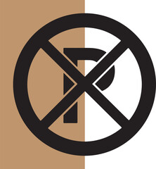 No parking sign silhouette in black with background color blocks illustrating restrictions