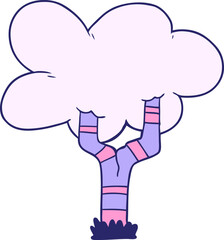 cartoon tree in bright neon color