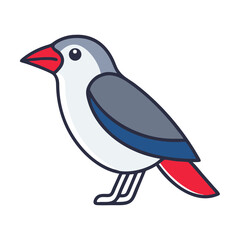 Fototapeta premium Colorful cartoon bird illustration with red beak and tail 