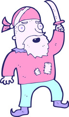 cartoon pirate in bright neon color