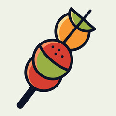 Isolated Fruit Kabab Vector Icon for Event Catering and Packaging Design