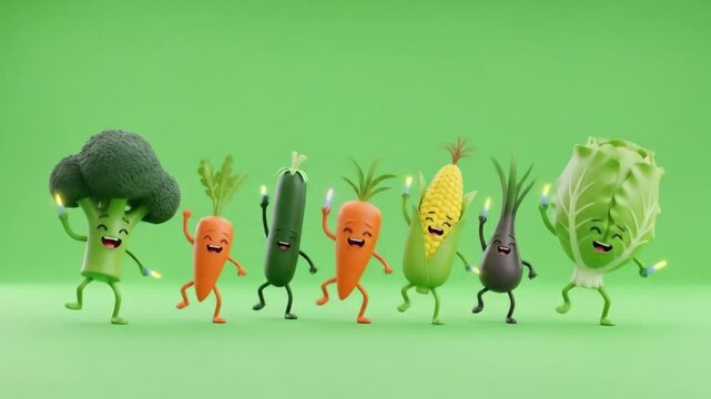 Cartoon vegetable characters group