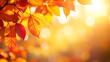 Fototapeta premium Autumn leaves bathed in sunlight