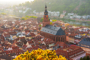 Panoramic View Of Heidelberg With Historic Market Square And River Neckar