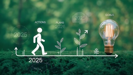 New Year 2026 Business Growth Concept with Goals, Innovation, and Success Ladder