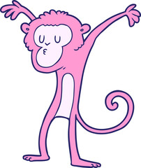 cartoon monkey in bright neon color