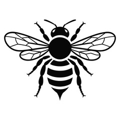Obraz premium Stylized black bee with detailed wings and stripes silhouette