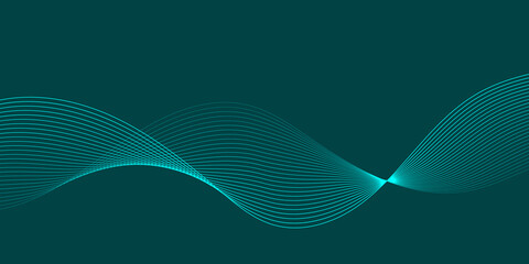 Abstract Teal Wave Lines Composition