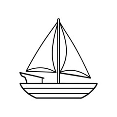 Fototapeta premium Vector Clip Art Illustration of a Sailboat Outline Isolated on a White Background