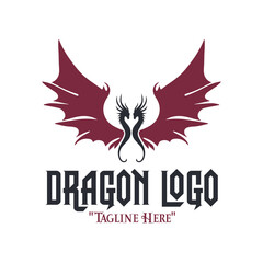 Majestic Black Dragon with Magenta Wings Logo for Royal Fantasy Branding and Identity
