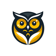 Colorful cartoon owl illustration with large eyes, set against a simple white background
