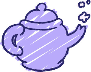 Teapot Chalk Drawing in bright neon color