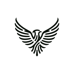 Stylized black phoenix logo with intricate wing design, symbolizing rebirth and strength