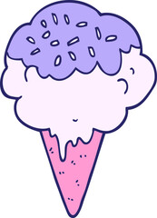 Obraz premium cartoon ice cream in bright neon color