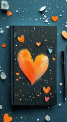 Colorful Pastel Hearts with a Love Note Set Against a Dark Glittery Background for Romantic Occasions and Celebrations