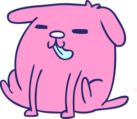 cartoon illustration kawaii of a cute dog in bright neon color