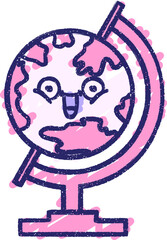 Globe Chalk Drawing in bright neon color