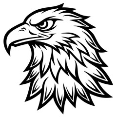 Obraz premium Fierce eagle head emblem with sharp beak and intense gaze silhouette