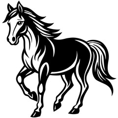 Obraz premium Majestic horse in motion with flowing mane and tail silhouette