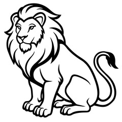 Obraz premium Majestic lion sitting proudly with a flowing mane silhouette