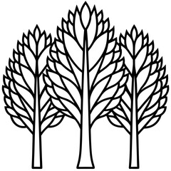 Obraz premium Three stylized trees with detailed branching patterns silhouette